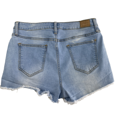 Umgee Womens 29 High Rise Denim Cutoff Shorts Distressed Frayed Hem Y2K Festival - Picture 2 of 10