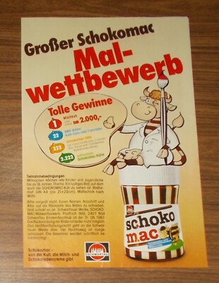 Rare Advertising Schwartau CHOKOMAC Large Painting Competition 1987
