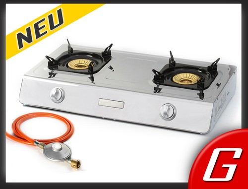 THEGA Gaskocher 5,2 KW - Edelstahl Einzelbrenner Mit Flammenschutz