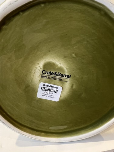 NEW Crate and Barrel Olive Green Glazed Stoneware Pitcher 8.25" H Beautiful - Picture 5 of 9