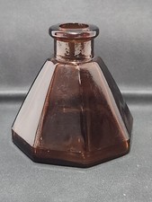 Vintage Amber Orange Glass Inkwell Umbrella Ink Bottle Made in Japan