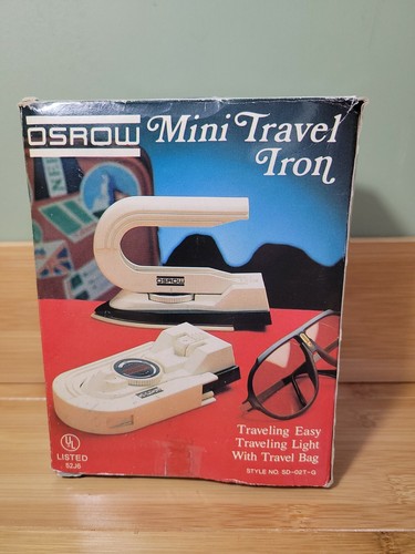 Osrow Mini Travel Iron w/Travel Bag Vintage 1984 Original Box - Picture 6 of 10