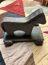 Antique 1900's Child's Pull Toy Horse Original Wood , All Wood, No Metal Screws