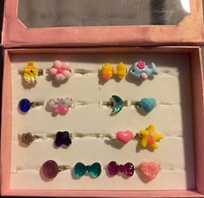 Girl's Adjustable Rings / Ages 4 - 10 / Set of 16 Rings