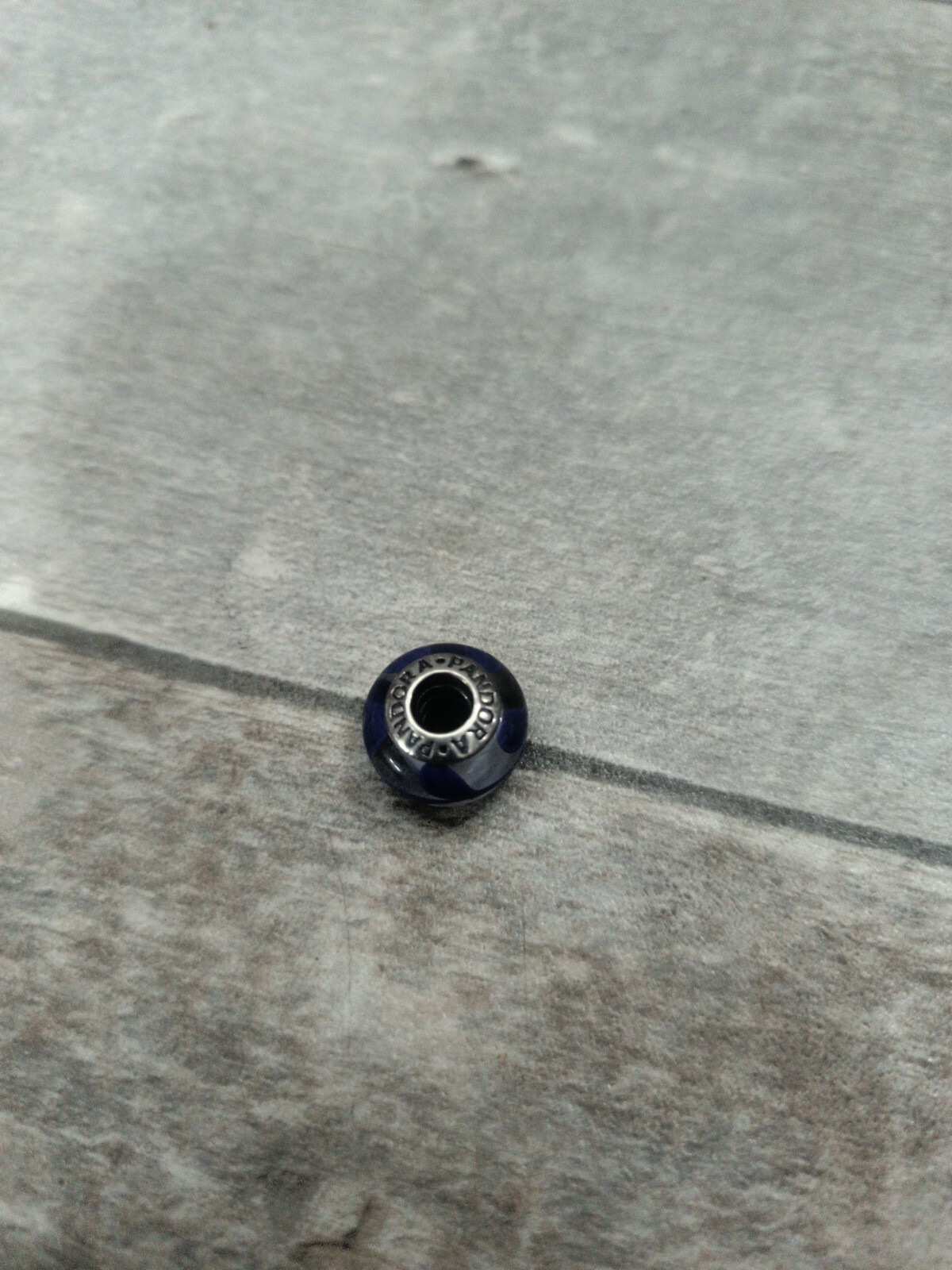 PANDORA ALE Sterling Silver S925 Murano Glass Blue White Leaf Bead Charm for Bracelets