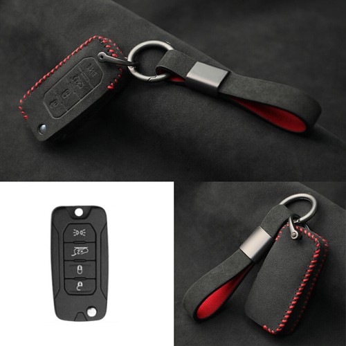 Full Suede Covered Key Fob Remote Protector Holder Cover Case For Jeep Liberty - Picture 3 of 9