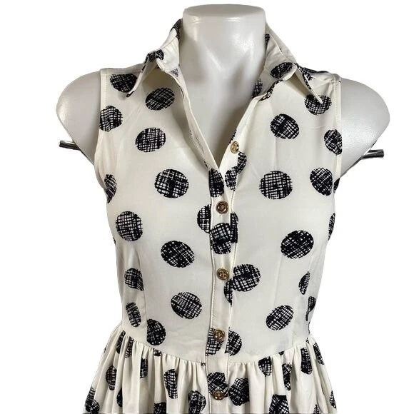OFF WHITE Abito Alex + Alex a pois con bottoni bianchi e neri con bottoni oro abito Si