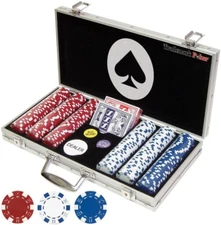 Poker Chip Set- 11.5G Poker Set w/ Cards,Buttons,Carrying Case & 300 Poker Chips