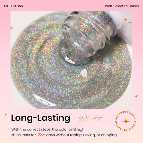 Magnetic Cat Eye Gel Nail Polish Set - 5 Translucent Colors & Glitter - Picture 6 of 12