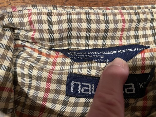 NAUTICA Button Down Shirt Men's XL Multi Check Pocket 100% Cotton L/S Free Ship - Picture 3 of 4