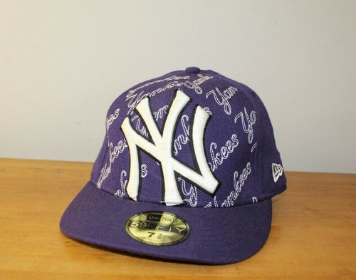 Yankees Purple Fitted Hat White 58.7 cm 