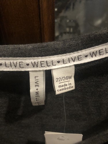 Cato Live Well Active Top 22W/24W Gray W/Gold Foil 3/4 SLV T-Shirt Workout NWT - Picture 7 of 13