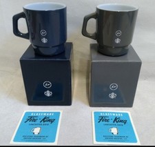 Starbucks Fragment Design x Fire-King Glass Mug Cup 2018 bleu marine et gris ...
