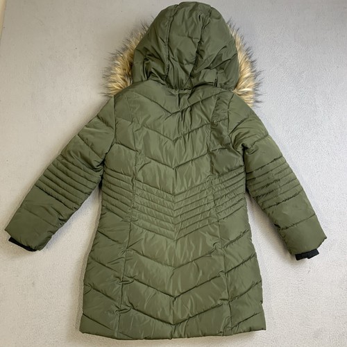 Diesel Jacket Womens S Green Faux Fur Hooded Parka Puffer Coat Full Zip Pockets - Picture 8 of 12