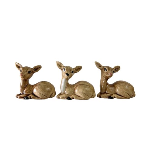 3 Miniature Porcelain Baby Deer Fawn Figurine 2.5" Countryside Collectible - Picture 2 of 9