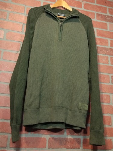 Polo Jeans Co. Mens Knit Mock LS Moss Green 2 Tone 1/4 Zip Sweater Size Large - Picture 3 of 14