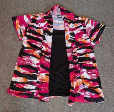 Women's DOUBLE TAKE Multi Color Business Casual Work Nice SS Top Size 1X