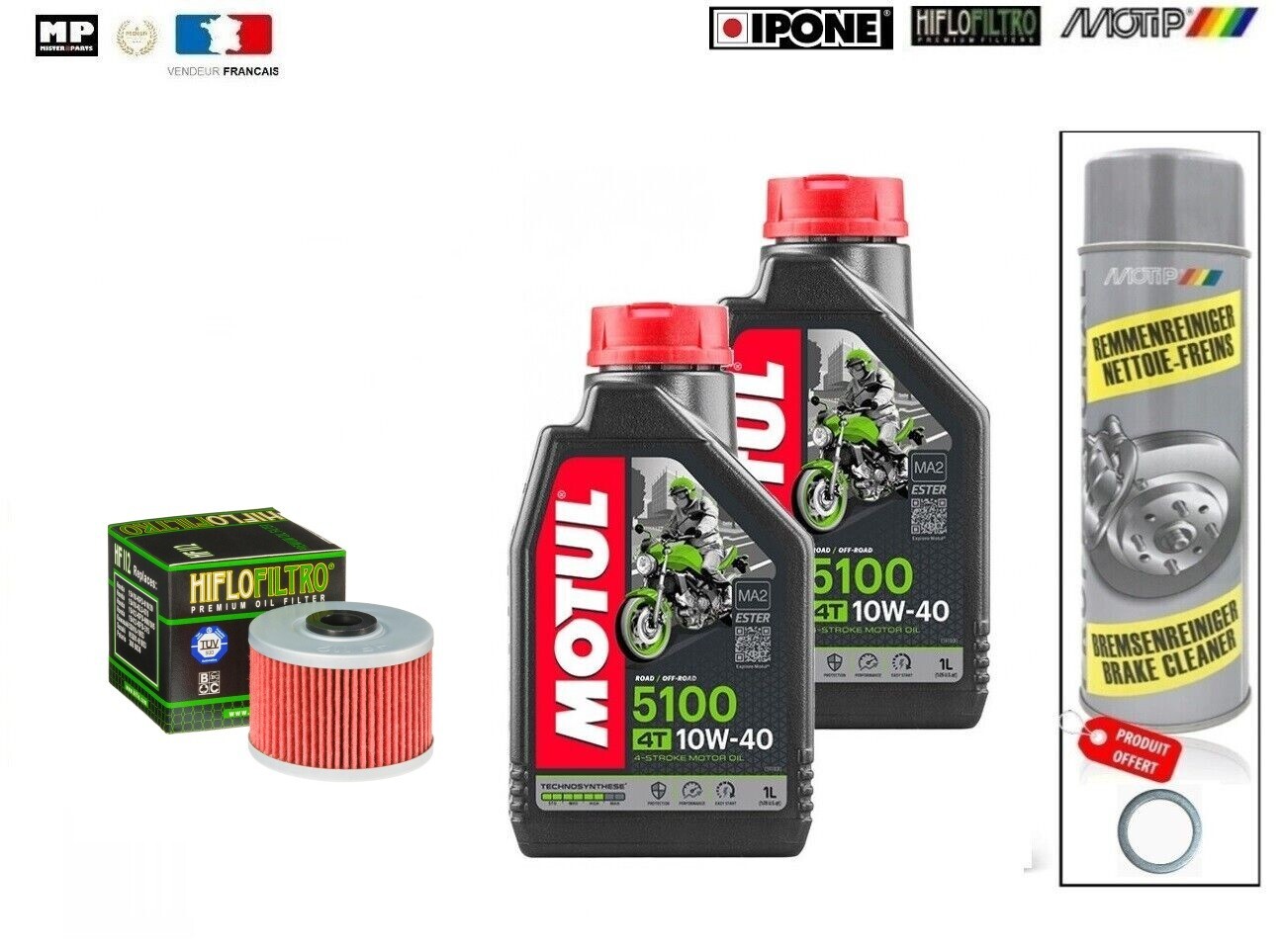 Vidange KAWASAKI KLX 110 kit huile Motul 5100 10W40 4T