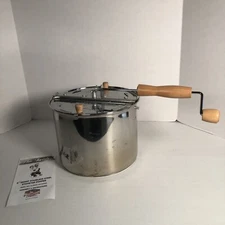GREAT NORTHERN STAINLESS STEEL STOVETOP 6 1/2 QT POPCORN POPPER - THE TWISTER!