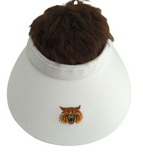 Imperial Visor Cap Hat, Made In USA, White With Tiger Cat