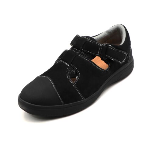 Zapatos cómodos para caminar de cuero para mujer con cierre de correa de gancho y bucle suela acolchada - Imagen 9 de 21