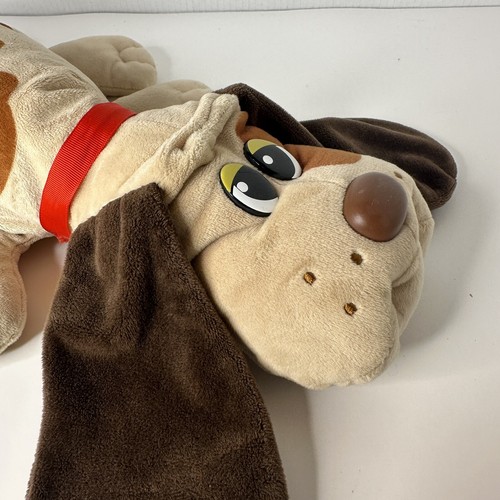 POUND PUPPY WITH COLLAR & NAME TAG TAN WITH BROWN SPOTS DARK BROWN EARS ADORABLE - Picture 3 of 8