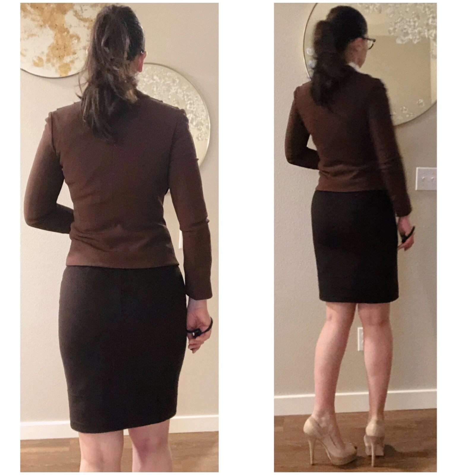 Blazer Valentino Roma marrone cioccolato corpetto con volant aderente TG 4