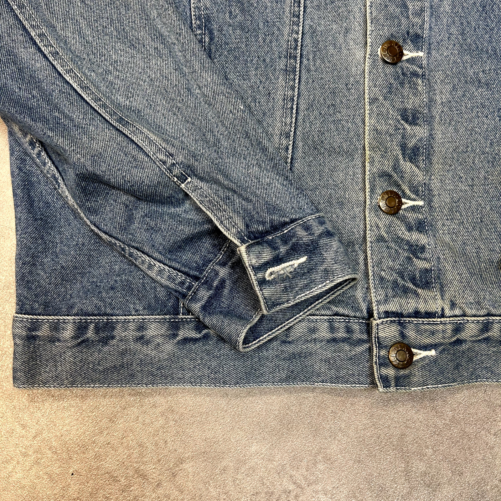 Vintage Denim Jacket Mens Large Vintage Y2K Button Up Biker Coat, Blue image 6