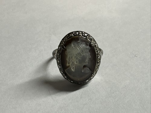 835 Silver Vintage Ring With Gem Shell Gem - Picture 6 of 6
