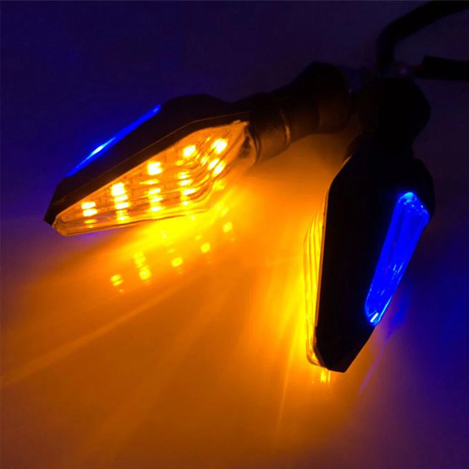 Indicador de dirección de doble color general para moto 12 LED amarillo+azul Foto 4 de 4