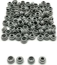 Lego 100 New Light Bluish Gray Plates Round 1 x 1 with Open Studs Parts