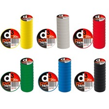 d3 PVC Insulation Tape Pack of 10 - 18mm x 20m Rolls Football Rugby Sock Wrap