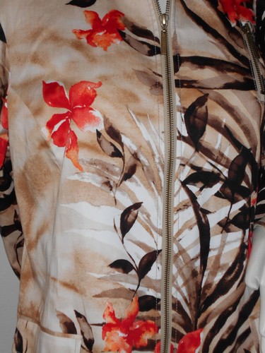 New Chicos CHICO'S PEGGY II Brown Floral Moto Jacket Coat Neutral 3 ( XL 16 ) - Bild 3 von 6