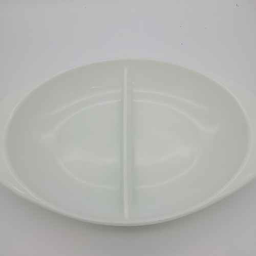 Vintage Pyrex 1,5 Quart Milchglas geteilt oval Auflaufform #1083 - Bild 2 von 8
