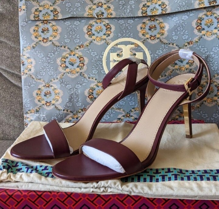 Tory Burch Ellie 85mm Ankle Strap Sandal Size In Oxblood