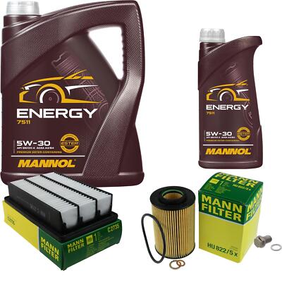 MANN-FILTER Inspektionspaket MANNOL 6L 5W-30 Energy für Hyundai Santa Fé II 2.2