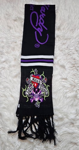 Ed Hardy Christian Audigier Scarf Skull Tattoo Love Kills Slowly Y2K Knit 70" - Picture 4 of 6