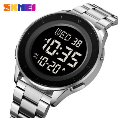 SKMEI Men's Digital Sport Watch Stainless Steel Shockproof LED Light Wristwatch