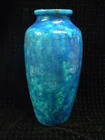 ?? EDMOND LACHENAL 1855/1945 LARGE CRACKLE BLUE CERAMIC VASE
