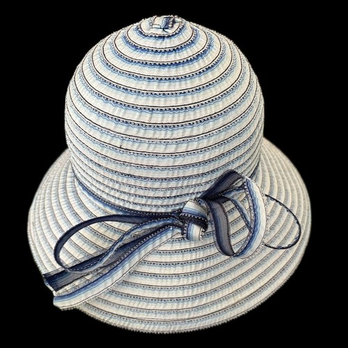 Neu mit Etikett Vintage Frank Olive von Gabriel Amar blau weiß Kentucky Derby Bild Hut - Bild 5 von 7