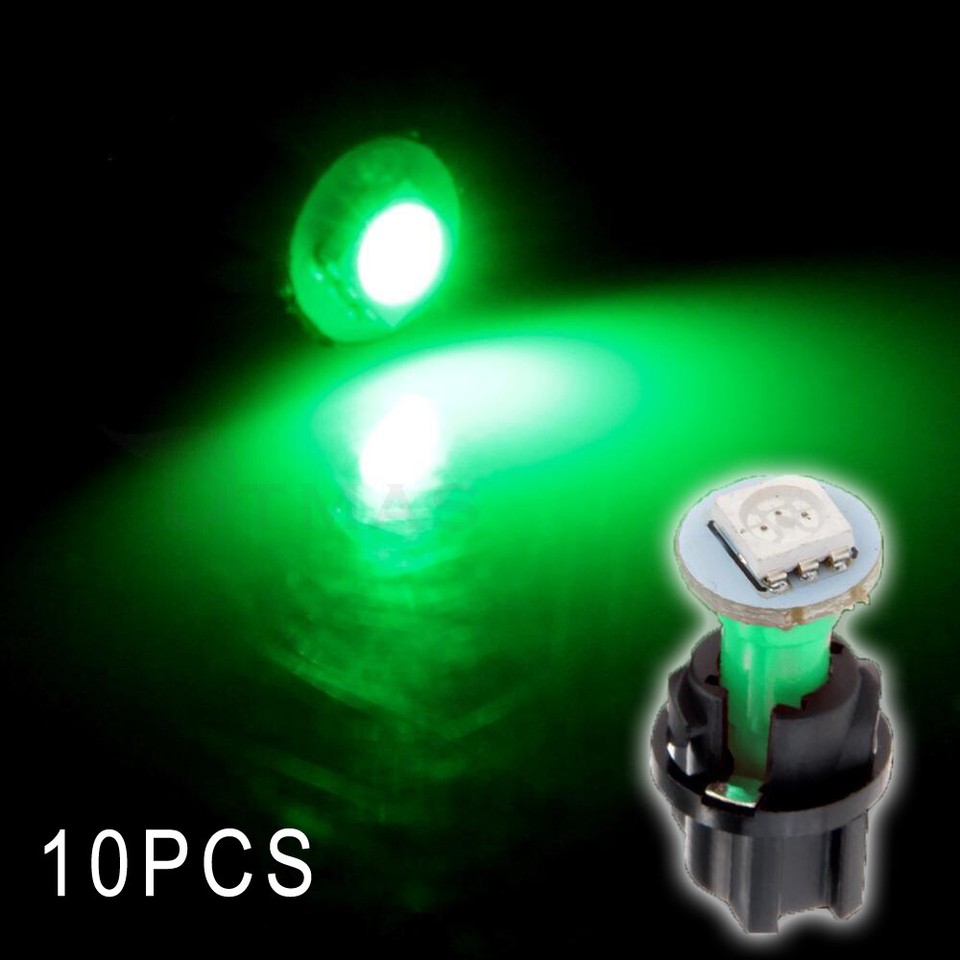 10x T5 Green Car Instrument Panel Cluster LED Dash Light Bulb W/ Twist