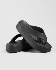 Image of CROCS GETAWAY PLATFORM FLIP BLACK SANDALS SLIDES WOMENS SHOES NEW LIGHT COMFY