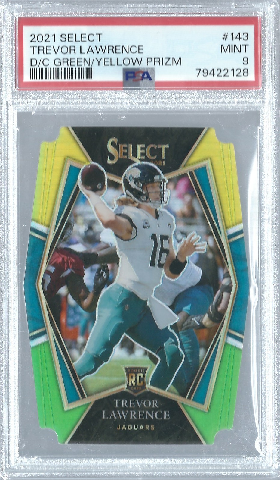 2021 Select Trevor Lawrence Green yellow Prizm Die Cut #143