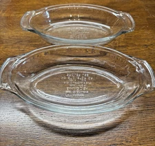 Lot 2 Anchor Ovenware Clear Oval Baking Dish 9.5" x 5.25 " 16 oz / 472ml Free SH