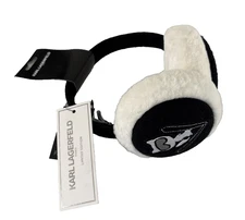 NWT Karl Lagerfeld Paris Women's Apres Ski Earmuffs Black Ivory One Size