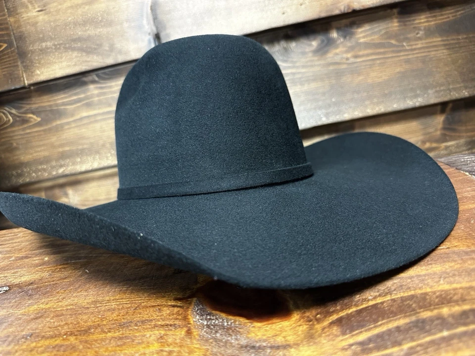 Sombrero Occidental Genuino 100% Fieltro Lana Fina Negro Brasil -1125 Foto 3 de 4