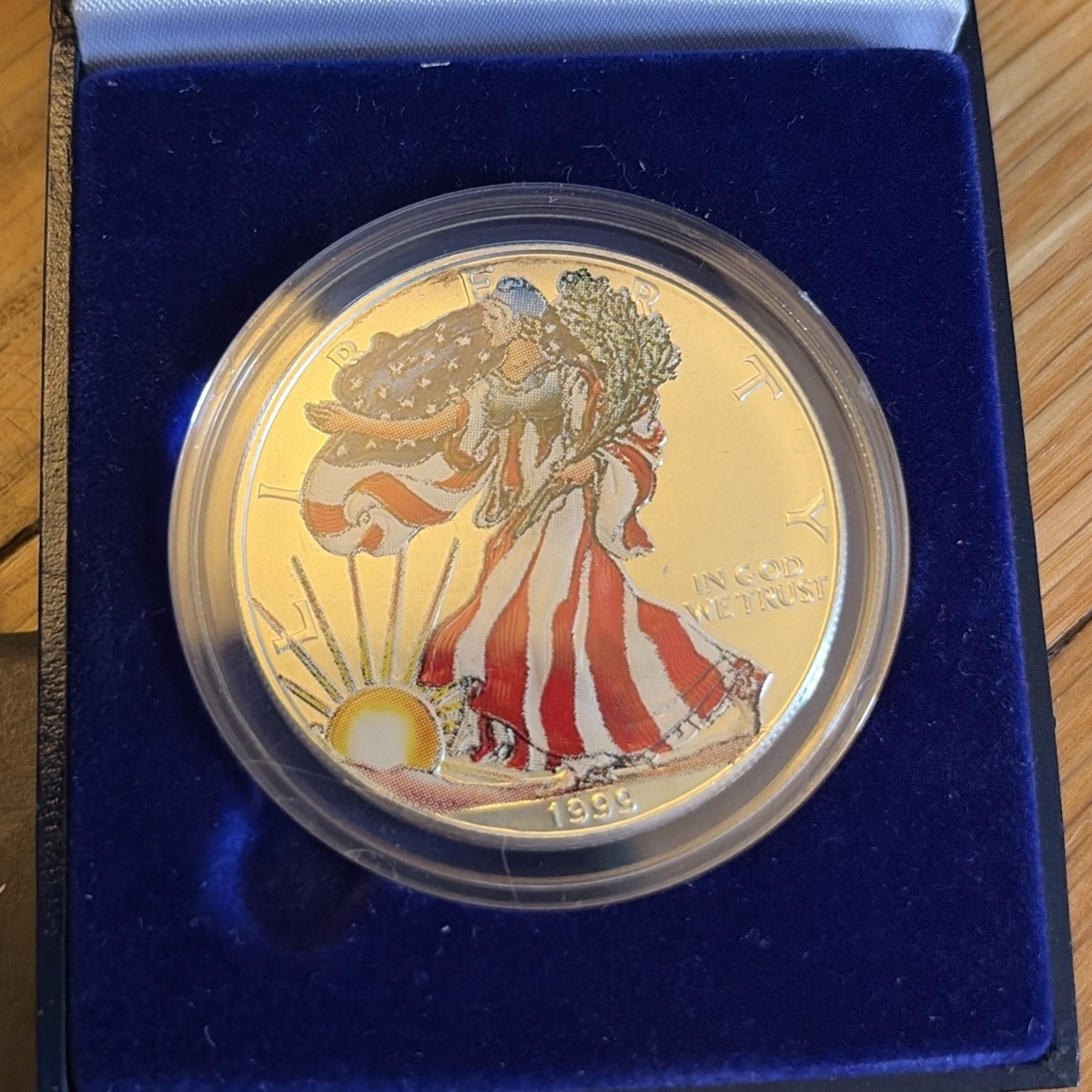 1999 Painted Walking Liberty American Eagle Silver Dollar Coin FS