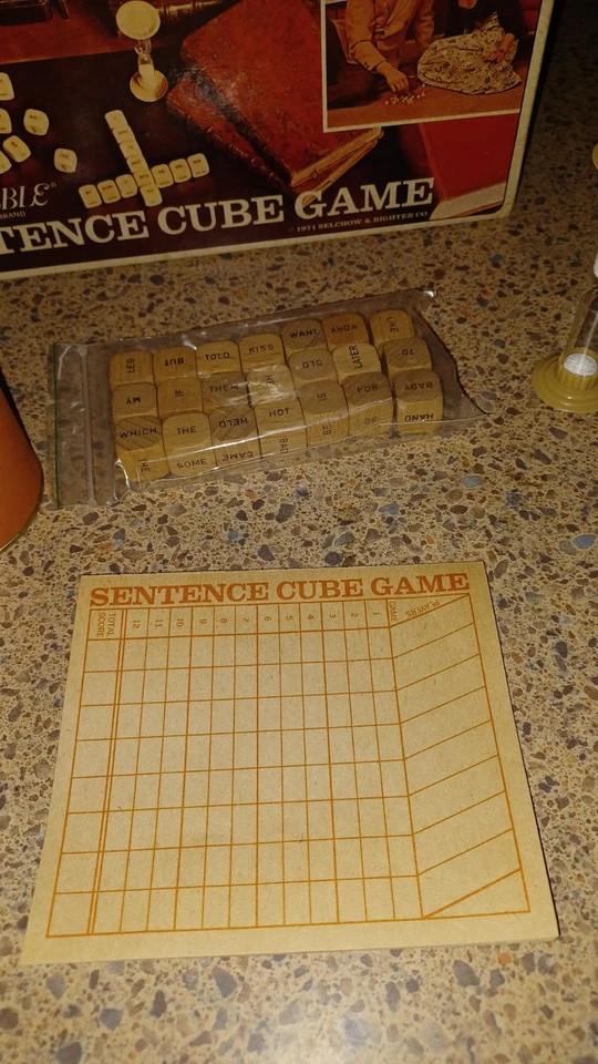 Vintage Scrabble Sentence Cube Game 1971 Selchow & Righter Complete EXCELLENT  - Image 2 of 4