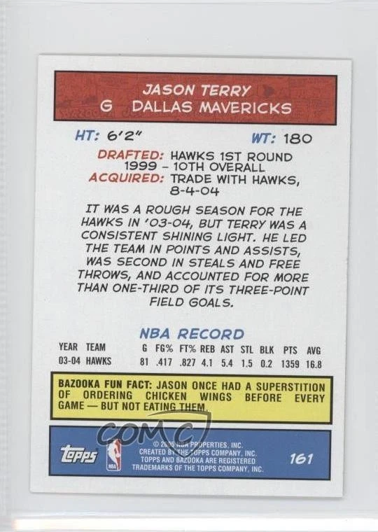 2004-05 Topps Bazooka Mini Jason Terry #161 - Image 2 of 2