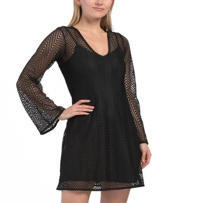 French Connection Black Chevron Lace Slip Dress Party Fairygrunge Goth Glam 4